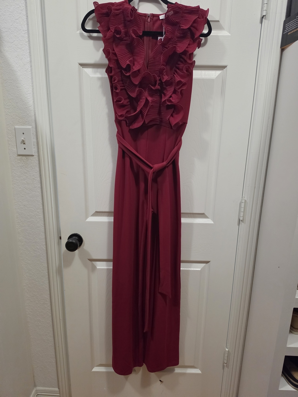 Baltic Born Wine Red Ruffled Jumpsuit